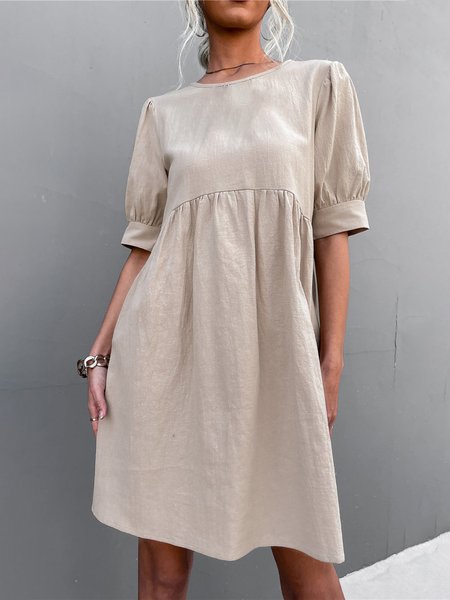 Plain Casual Cotton And Linen Loose Short-sleeved Dress, Light khaki, Dresses
Plain Casual Cotton And Linen Loose Short-sleeved Dress, Light khaki, Dresses