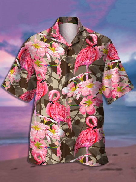 Flamingo Graphic Men's Casual Short Sleeve Hawaiian Shirt, Pink, Men's Floral shirt
Flamingo Graphic Men's Casual Short Sleeve Hawaiian Shirt, Pink, Men's Floral shirt