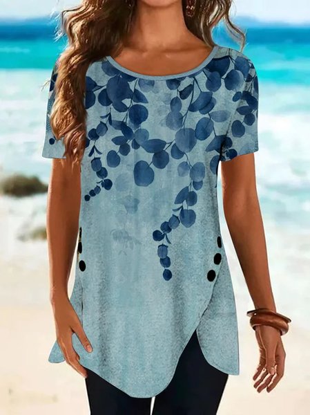 Floral gradient nail button holiday blouse T-shirt plus size tunic, Blue, Tops
Floral gradient nail button holiday blouse T-shirt plus size tunic, Blue, Tops