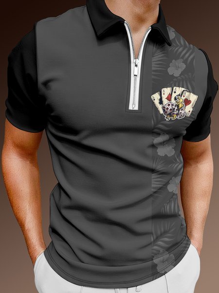 Resort Hawaiian Botanical Paramount Pattern Lapel Short Sleeve Polo Print Top, Deep gray, Men's t-shirts
Resort Hawaiian Botanical Paramount Pattern Lapel Short Sleeve Polo Print Top, Deep gray, Men's t-shirts