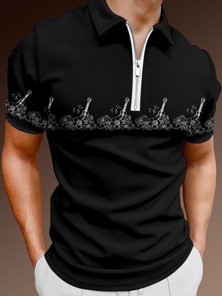 Resort Hawaiian Collection Geometric Floral Guitar Pattern Lapel Short Sleeve Polo Print Top, Black, Men's t-shirts
Resort Hawaiian Collection Geometric Floral Guitar Pattern Lapel Short Sleeve Polo Print Top, Black, Men's t-shirts