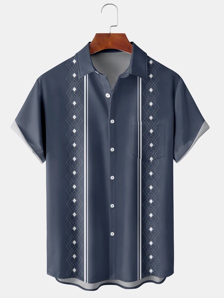 Casual Art Collection Geometric Stripes Color Block Pattern Lapel Short Sleeve Chest Pocket Shirt Print Top, Deep blue, Men's Floral shirt
Casual Art Collection Geometric Stripes Color Block Pattern Lapel Short Sleeve Chest Pocket Shirt Print Top, Deep blue, Men's Floral shirt