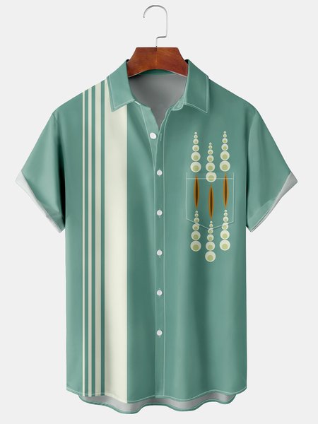 Casual Art Collection Geometric Stripes Color Block Pattern Lapel Short Sleeve Chest Pocket Shirt Print Top, Green, Men's Floral shirt
Casual Art Collection Geometric Stripes Color Block Pattern Lapel Short Sleeve Chest Pocket Shirt Print Top, Green, Men's Floral shirt