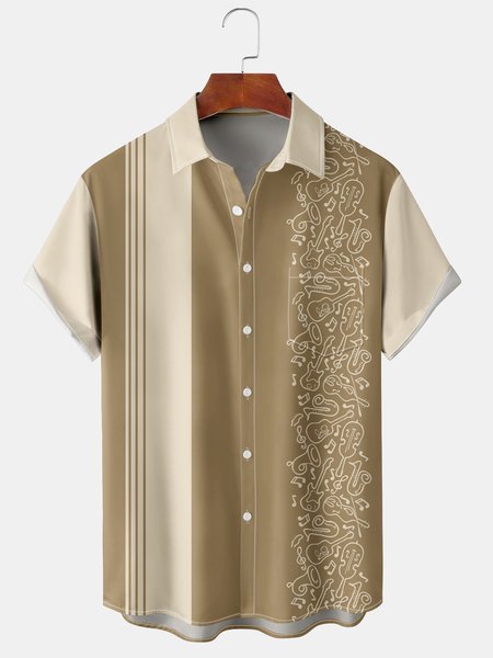 Casual Music Collection Geometric Stripes Note Element Pattern Lapel Short Sleeve Chest Pocket Shirt Print Top, Light brown, Men's Floral shirt
Casual Music Collection Geometric Stripes Note Element Pattern Lapel Short Sleeve Chest Pocket Shirt Print Top, Light brown, Men's Floral shirt