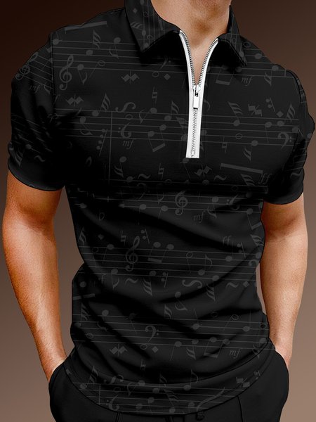 Casual Style Music Series Geometric Striped Note Lepu Element Pattern Lapel Short-Sleeved Polo Print Top, Black, Men's t-shirts
Casual Style Music Series Geometric Striped Note Lepu Element Pattern Lapel Short-Sleeved Polo Print Top, Black, Men's t-shirts