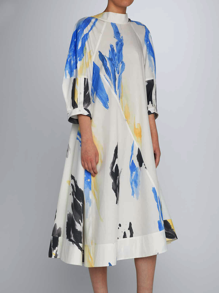 Summer A-line Short sleeve Stand Collar Abstract Daily Dresses, White, Midi Dresses
Summer A-line Short sleeve Stand Collar Abstract Daily Dresses, White, Midi Dresses