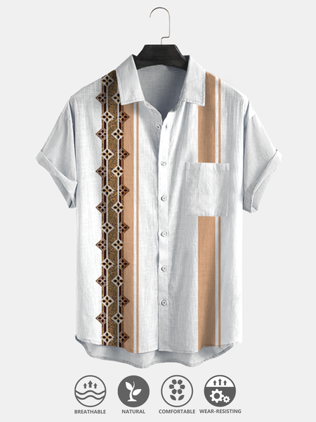 Cotton and linen style geometric striped linen shirt, As picture, Men's Floral shirt
Cotton and linen style geometric striped linen shirt, As picture, Men's Floral shirt