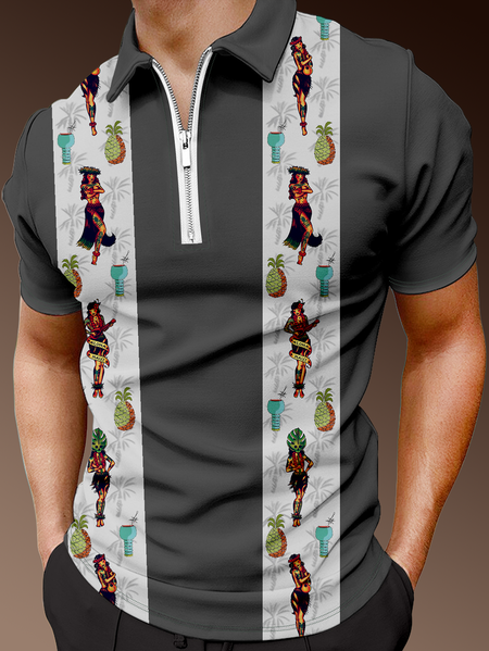 Holiday Hawaiian Collection Hula Girl with Striped Elements Pattern Lapel Short Sleeve Polo Print Top, Deep gray, Men's t-shirts
Holiday Hawaiian Collection Hula Girl with Striped Elements Pattern Lapel Short Sleeve Polo Print Top, Deep gray, Men's t-shirts