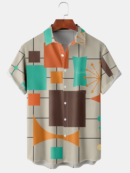 Casual Art Collection Geometric Stripes Color Block Pattern Lapel Short Sleeve Chest Pocket Shirt Print Top, Khaki, Men's Floral shirt
Casual Art Collection Geometric Stripes Color Block Pattern Lapel Short Sleeve Chest Pocket Shirt Print Top, Khaki, Men's Floral shirt