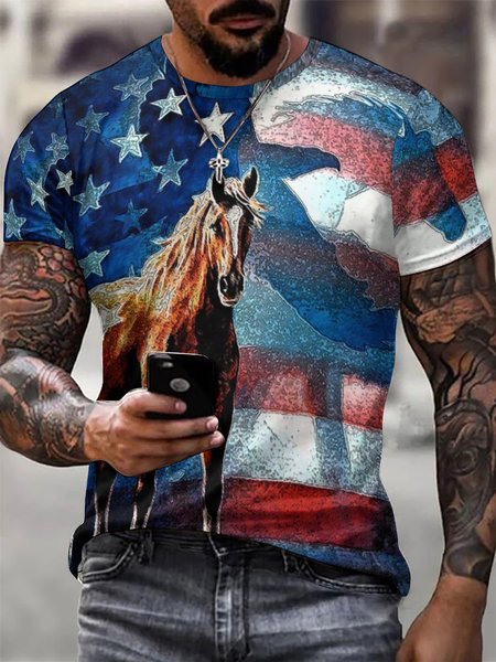 Men Eagle American flag Gradient Color Outdoor Letter Crew Neck T-Shirt, Blue, T-shirts
Men Eagle American flag Gradient Color Outdoor Letter Crew Neck T-Shirt, Blue, T-shirts