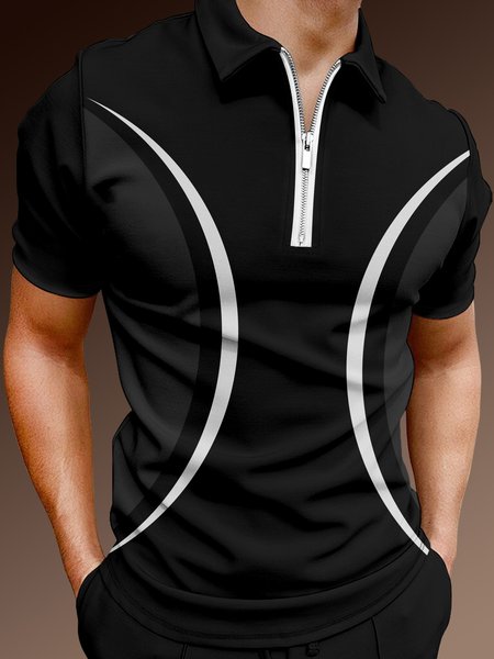 Casual Art Collection Geometric Stripes Color Block Pattern Lapel Short Sleeve Polo Print Top, Black, Men's t-shirts
Casual Art Collection Geometric Stripes Color Block Pattern Lapel Short Sleeve Polo Print Top, Black, Men's t-shirts
