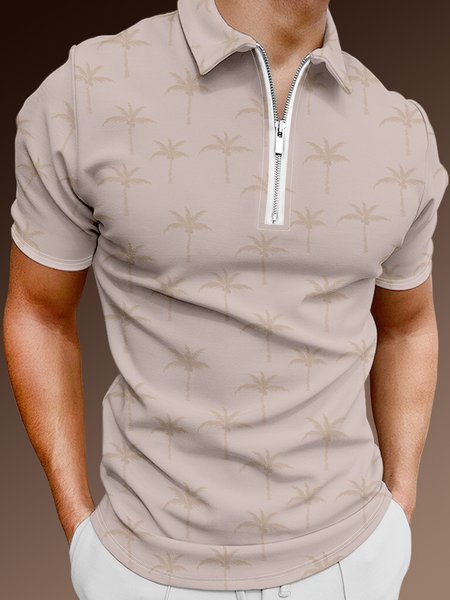 Resort Style Hawaiian Series Botanical Coconut Tree Element Pattern Lapel Short-Sleeved Polo Print Top, Dusty pink, Men's t-shirts
Resort Style Hawaiian Series Botanical Coconut Tree Element Pattern Lapel Short-Sleeved Polo Print Top, Dusty pink, Men's t-shirts