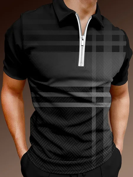 Casual Art Collection Geometric Stripes Color Block Pattern Lapel Short Sleeve Polo Print Top, Black, Men's t-shirts
Casual Art Collection Geometric Stripes Color Block Pattern Lapel Short Sleeve Polo Print Top, Black, Men's t-shirts