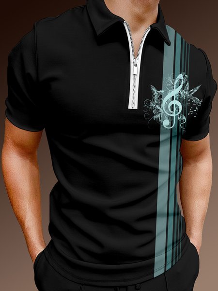 Casual Music Collection Geometric Striped Note Element Pattern Lapel Short Sleeve Polo Print Top, Black, Men's t-shirts
Casual Music Collection Geometric Striped Note Element Pattern Lapel Short Sleeve Polo Print Top, Black, Men's t-shirts