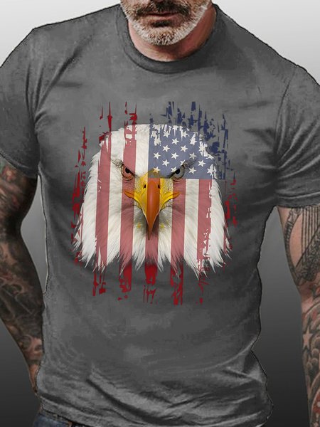 Usa/Us/American Flag Men's Loose Casual T-Shirt, Deep gray, T-shirts