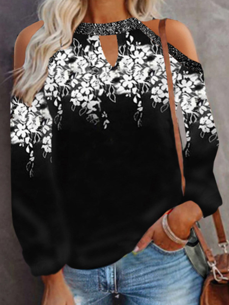 Casual Printed Crew Neck Off Shoulder Long Sleeve T-Shirt, Black, Shirts & Blouses
Casual Printed Crew Neck Off Shoulder Long Sleeve T-Shirt, Black, Shirts & Blouses