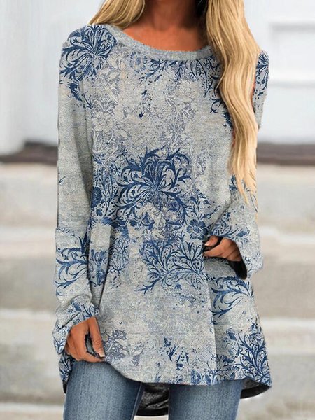 Crew Neck Casual Ethnic Long sleeve T-Shirt, Gray, T-Shirts
Crew Neck Casual Ethnic Long sleeve T-Shirt, Gray, T-Shirts