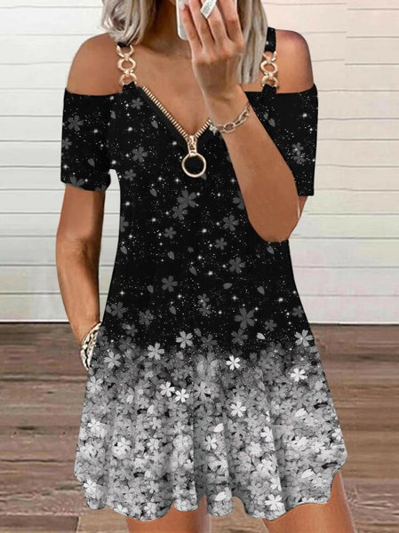 V Neck Casual Dresses, Black, Dresses