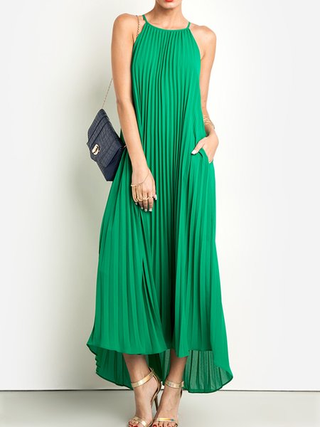 Casual Plain Others Daily Maxi Dress, Green, Maxi Dresses