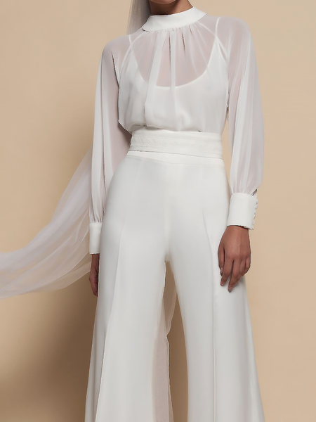 Summer Lightweight H-Line Stand Collar Loose Plain Daily Tops, White, Blouses and Shirts
Summer Lightweight H-Line Stand Collar Loose Plain Daily Tops, White, Blouses and Shirts