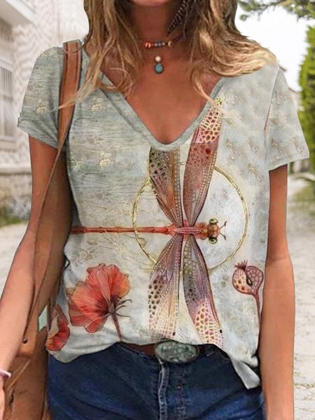 Red flowers, insects, dragonflies, Boho holiday leisure loose top T-shirt Plus Size, Multicolor, T-Shirts
Red flowers, insects, dragonflies, Boho holiday leisure loose top T-shirt Plus Size, Multicolor, T-Shirts