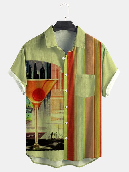 Cotton Linen Geometric Print Casual Short Sleeve Shirt, As picture, Men's Floral shirt
Cotton Linen Geometric Print Casual Short Sleeve Shirt, As picture, Men's Floral shirt