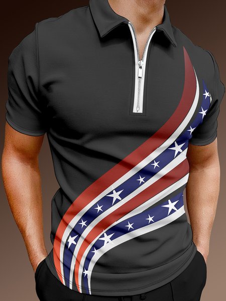 Casual Festive Collection Geometric Color Block American Flag Pattern Lapel Short Sleeve Polo Print Top, Deep gray, Polos
Casual Festive Collection Geometric Color Block American Flag Pattern Lapel Short Sleeve Polo Print Top, Deep gray, Polos