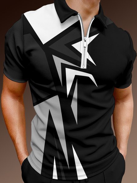 Casual Art Collection Geometric Color Block Pattern Lapel Short Sleeve Polo Print Top, Black, Men's t-shirts
Casual Art Collection Geometric Color Block Pattern Lapel Short Sleeve Polo Print Top, Black, Men's t-shirts