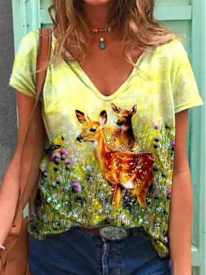 Fit Animal Raglan Sleeve Tops, Yellow, Shirts & Blouses