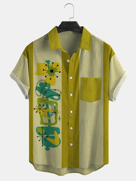 Cotton Linen Geometric Print Casual Short Sleeve Shirt, As picture, Men's Floral shirt
Cotton Linen Geometric Print Casual Short Sleeve Shirt, As picture, Men's Floral shirt