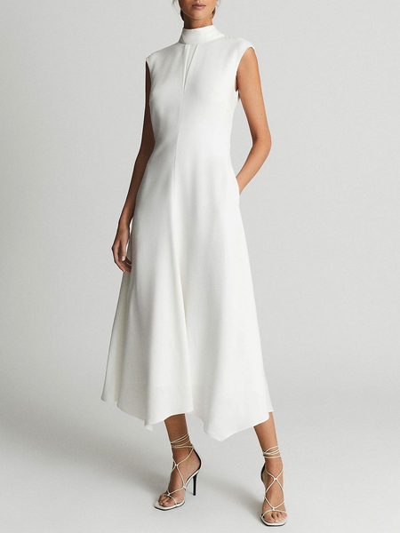 Summer X-Line No Elasticity Elegant Holiday Sleeveless Dresses, White, Midi Dresses
Summer X-Line No Elasticity Elegant Holiday Sleeveless Dresses, White, Midi Dresses