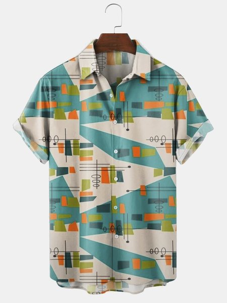 Men's Geometric Print Casual Breathable Short Sleeve Shirt, Green, Men's Floral shirt
Men's Geometric Print Casual Breathable Short Sleeve Shirt, Green, Men's Floral shirt