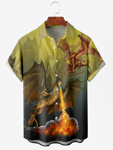 Men's Dragon Floral Print Casual Fabric Lapel Short Sleeve Hawaiian Shirt, Yellow, Men's Floral shirt
Men's Dragon Floral Print Casual Fabric Lapel Short Sleeve Hawaiian Shirt, Yellow, Men's Floral shirt