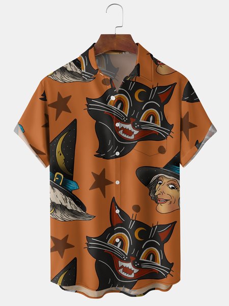 Mens Funky Halloween Cats Witch Print Front Buttons Soft Breathable Chest Pocket Casual Aloha Shirts, Orange, Men's Floral shirt
Mens Funky Halloween Cats Witch Print Front Buttons Soft Breathable Chest Pocket Casual Aloha Shirts, Orange, Men's Floral shirt