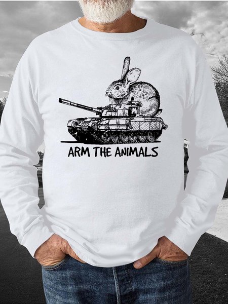 animal men’s Fit Casual Text Letters Sweatshirt, White, Hoodies&Sweatshirts