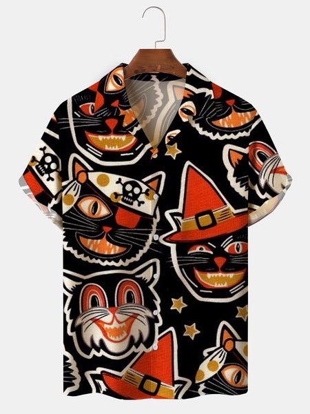 Mens Halloween Cats Print Front Buttons Soft Breathable Loose Casual Hawaiian Shirts, Black, Men's Floral shirt
Mens Halloween Cats Print Front Buttons Soft Breathable Loose Casual Hawaiian Shirts, Black, Men's Floral shirt