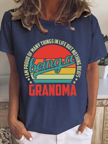 Proud To Be A Grandma Crew Neck T-shirt, Deep blue, T-shirts