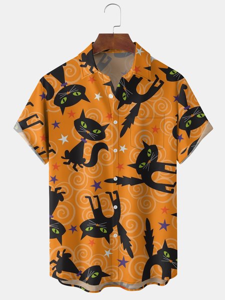 Mens Funky Halloween Cats Print Front Buttons Soft Breathable Chest Pocket Casual Aloha Shirts, Orange, Men's Floral shirt
Mens Funky Halloween Cats Print Front Buttons Soft Breathable Chest Pocket Casual Aloha Shirts, Orange, Men's Floral shirt