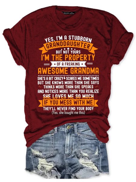 Womens Funny gift from grandmother to granddaughter Letter Print T-Shirt, Wine red, T-shirts
Womens Funny gift from grandmother to granddaughter Letter Print T-Shirt, Wine red, T-shirts