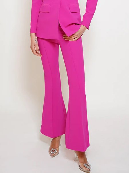 Elegant Work Fashion Bell-Bottomtrousers Pants, Rose red, Wide Leg Pants