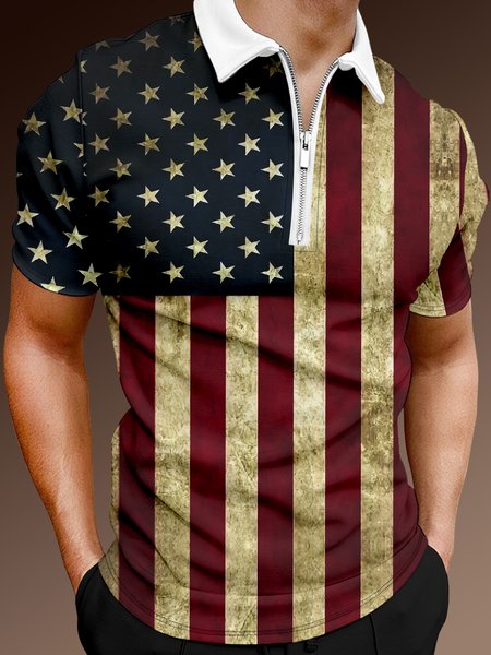 Casual Festive Collection Geometric Striped American Flag Pattern Lapel Short Sleeve Polo Print Top, Deep red, Men's t-shirts
Casual Festive Collection Geometric Striped American Flag Pattern Lapel Short Sleeve Polo Print Top, Deep red, Men's t-shirts