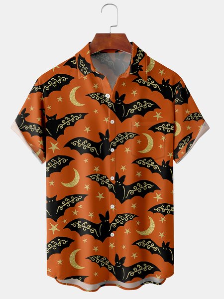 Vintage Festive Collection Halloween Bat Element Pattern Lapel Short Sleeve Chest Pocket Shirt Print Top, Orange, Men's Floral shirt
Vintage Festive Collection Halloween Bat Element Pattern Lapel Short Sleeve Chest Pocket Shirt Print Top, Orange, Men's Floral shirt