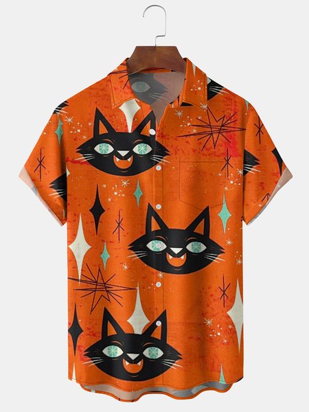 Mens Funky Halloween Cats Print Front Buttons Soft Breathable Chest Pocket Casual Aloha Shirts, Orange, Men's Floral shirt
Mens Funky Halloween Cats Print Front Buttons Soft Breathable Chest Pocket Casual Aloha Shirts, Orange, Men's Floral shirt