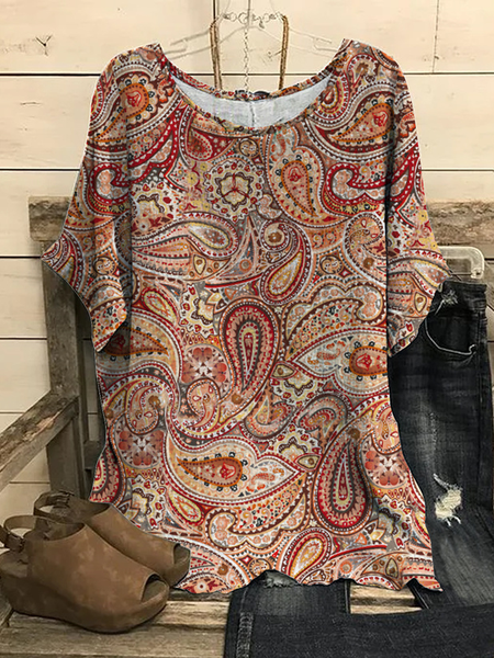 Paisley folk pattern Boho holiday casual loose top Plus Size, Multicolor, Shirts & Blouses
Paisley folk pattern Boho holiday casual loose top Plus Size, Multicolor, Shirts & Blouses