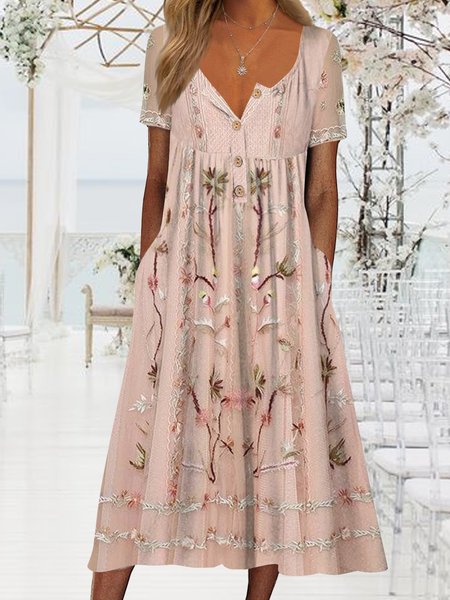 Loose half mirror button pocket x elastic holiday flower Long Dress Plus Size, Pink, Dresses
Loose half mirror button pocket x elastic holiday flower Long Dress Plus Size, Pink, Dresses