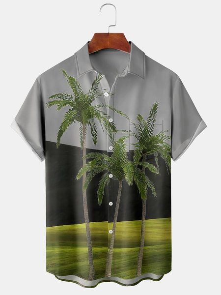 Mens Landscapes Coconut Tree Print Lapel Chest Pocket Short Sleeve Funky Hawaiian Shirts, Gray, Men's Floral shirt
Mens Landscapes Coconut Tree Print Lapel Chest Pocket Short Sleeve Funky Hawaiian Shirts, Gray, Men's Floral shirt