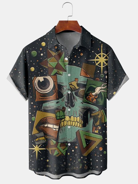 Men's Skull Print Casual Short Sleeve Hawaiian Shirt with Chest Pocket, Black, Men's Floral shirt
Men's Skull Print Casual Short Sleeve Hawaiian Shirt with Chest Pocket, Black, Men's Floral shirt