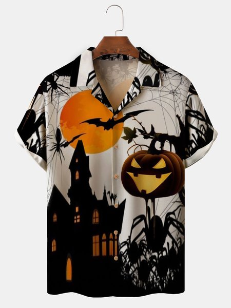 Men's Halloween Printed Casual Fabric Lapel Short Sleeve Hawaiian Shirt, Black, Men's Floral shirt
Men's Halloween Printed Casual Fabric Lapel Short Sleeve Hawaiian Shirt, Black, Men's Floral shirt