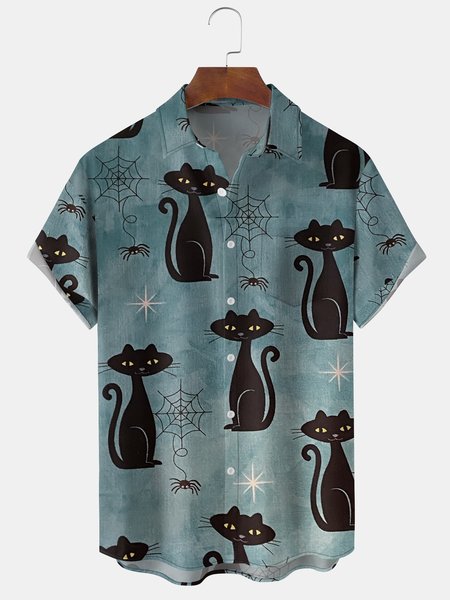Mens Funky Halloween Cats Print Front Buttons Soft Breathable Chest Pocket Casual Hawaiian Shirts, Blue, Men's Floral shirt
Mens Funky Halloween Cats Print Front Buttons Soft Breathable Chest Pocket Casual Hawaiian Shirts, Blue, Men's Floral shirt