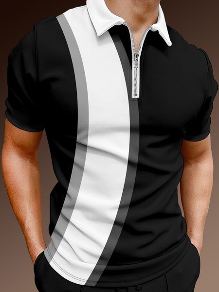 Casual Art Collection Geometric Color Block Pattern Lapel Short Sleeve Polo Print Top, Black, Men's t-shirts
Casual Art Collection Geometric Color Block Pattern Lapel Short Sleeve Polo Print Top, Black, Men's t-shirts